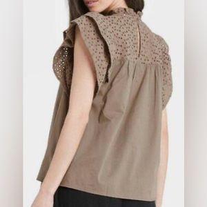 A New Day Flutter Eyelet Blouse